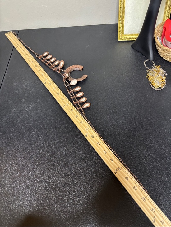 COPPER TONE Southwestern Boho NECKLACE STONES NAJA PENDANT IN IVORY - Picture 6 of 7